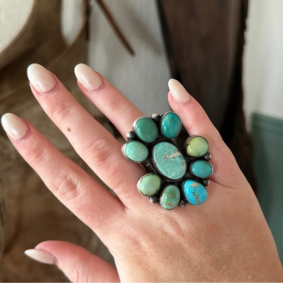 Turquoise Cluster Ring - Picture 2 of 4